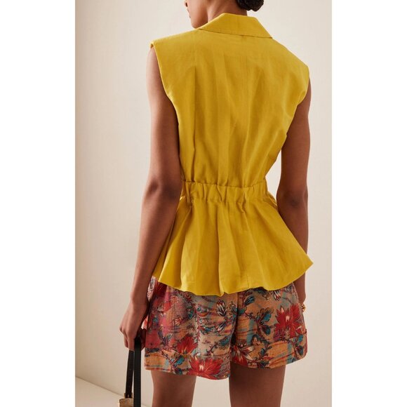 Ulla Johnson "Beatriz" Linen Vest in Yellow, size Small - Picture 2 of 10